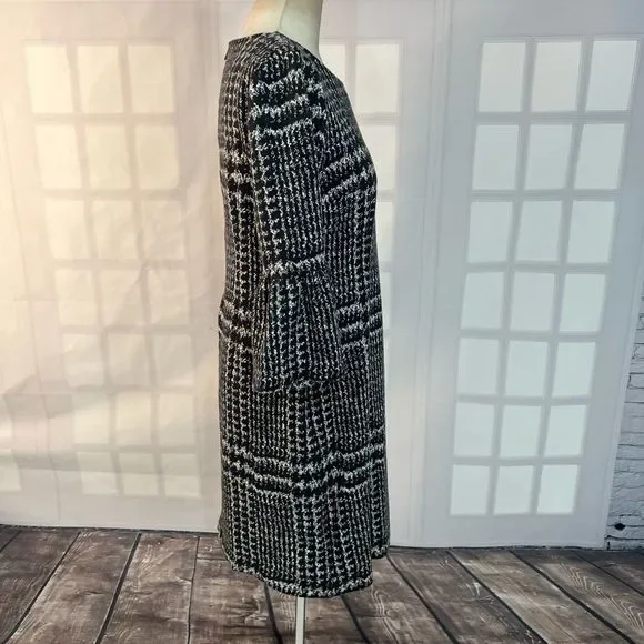 Talbots long bell sleeve warm plaid sweater like sheath dress size 8 - Picture 4 of 10